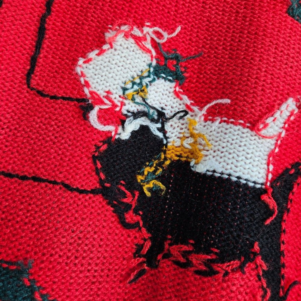 Vintage Scottie Knit Vest 1980s Red Black White Novelty Sweater Campus Casuals - Picture 11 of 16